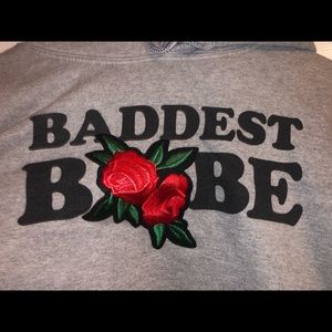 Grey cropped hoodie.